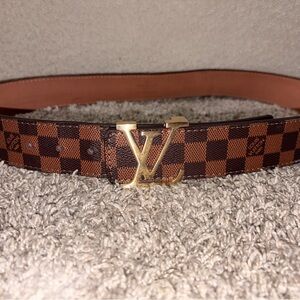 Louis Vuitton Damier Ebene Belt with Gold LV Buckle